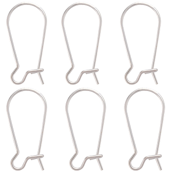 10Pcs 925 Sterling Silver Hoop Earrings, Kidney Ear Wire, Silver, 20x9.5mm, Pin: 0.7mm