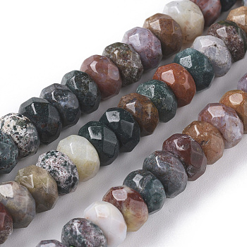 Natural Ocean Jasper Beads Strands, Faceted, Rondelle, 8x5mm, Hole: 1.2mm, about 81pcs/strand, 14.96 inch(38cm)