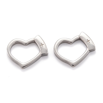 304 Stainless Steel Linking Rings, Heart, Stainless Steel Color, 19.5x25x3mm