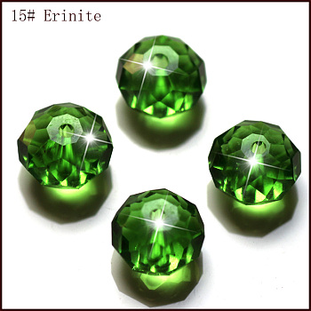 Imitation Austrian Crystal Beads, Grade AAA, Faceted, Rondelle, Green, 10x7mm, Hole: 0.9~1mm