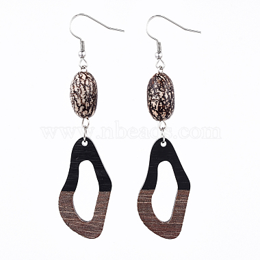 Black Resin+Wood Earrings