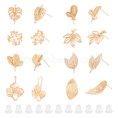 Golden Leaf Brass Stud Earring Findings