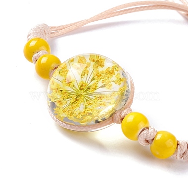 Handmade Dry Pressed Flower Link Bracelet for Girl Women(BJEW-C004-01D)-2