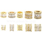 5Pcs 5 Styles Brass Micro Pave Cubic Zirconia European Beads, Large Hole Beads, Column, Golden, 9~13x8~11mm, Hole: 4.5~8mm, 1pc/style(KK-CJ0005-77)