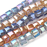 4mm Mixed Color Cube Electroplate Glass Beads(EGLA-R064-4mm-M)