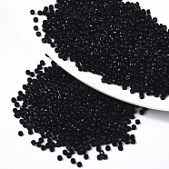 Opaque Glass Seed Beads, Fit for Machine Eembroidery, Round, Black, 2.5x1.5mm, Hole: 1mm, about 20000pcs/bag(SEED-S042-09A-01)