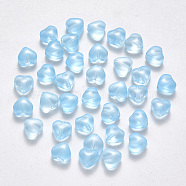 Imitation Jade Glass Beads, Heart, Light Sky Blue, 6x6x4mm, Hole: 0.7mm(X-GLAA-R211-02-A04)