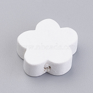 Natural Wood Beads, Dyed, Flower, White, 19x20x6mm, Hole: 2mm, about 54pcs/50g(WOOD-Q030-53G)
