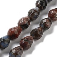Natural Glaucophane Beads Strands, Faceted Teardrop, 10x7mm, Hole: 1.2mm, about 20pcs/strand, 7.87''(20cm)(G-P520-B01-01)