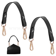 PU Leather Bag Handles, with Zinc Alloy Clasp, for Bag Straps Replacement Accessories, Black, 28x2.3x0.2cm(FIND-WH0120-48B)