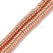 Electroplated Synthetic Non-Magnetic Hematite Beads Strands, Rondelle, Rose Gold Plated, 2x1mm, Hole: 0.9mm, about 392pcs/strand, 15.79''(40.1cm)(G-I360-C01-03)