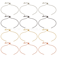 12Pcs 4 Colors Half Finished Rack Plating Brass Chain Bracelets, Long-Lasting Plated, Cadmium Free & Lead Free, with Jump Rings, for Slider Connector Bracelets Making, Mixed Color, 9-1/8~9-1/2 inch(23~24cm), Hole: 2mm, Single Chain Length: about 115~120mm, 3pcs/color(KK-NB0002-71)