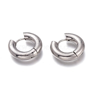 201 Stainless Steel Huggie Hoop Earrings, with 304 Stainless Steel Pin, Hypoallergenic Earrings, Ring, Stainless Steel Color, 20.5x5mm, 4 Gauge, Pin: 1mm(EJEW-O095-05-14)