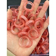 Cherry Quartz Glass Finger Rings, Inner Diameter: 17~20mm(WG8089A-28)