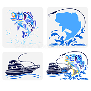 3Pcs 3 Styles PET Hollow Out Drawing Painting Stencils, for DIY Scrapbook, Photo Album, Fish Pattern, Fish Pattern, 210~300x297~300mm, 
1pc/style(DIY-WH0394-0023)