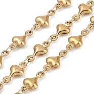 Ion Plating(IP) 304 Stainless Steel Heart Link Chains, with Spool, Soldered, Real 18K Gold Plated, Link: 12x7x3mm and 4x2.5x0.38mm(CHS-Z002-01G)