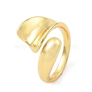 Leaf Shape Rack Plating Brass Open Cuff Rings, Cadmium Free & Lead Free, Real 18K Gold Plated, US Size 5 3/4(16.3mm)(RJEW-G294-02G)