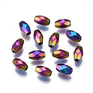 Rack Plating Rainbow Color Alloy Beads, Cadmium Free & Nickel Free & Lead Free, Faceted, Barrel, 7x4x4.5mm, Hole: 1.2mm(PALLOY-S180-339)