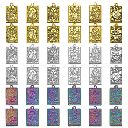 36Pcs 18 Style Zinc Alloy Pendants, Rectangle with Tarot Charm, Mixed Color, 23.3~23.5x14~14.5x1.5mm, Hole: 1.8mm, 2pcs/style(FIND-CA0008-08)