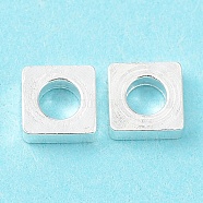 304 Stainless Steel Beads, Square, Silver, 4x4x1mm, Hole: 2mm(STAS-P327-11S)