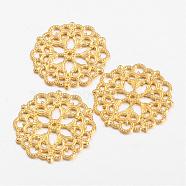 Tibetan Style Filigree Joiners Links, Cadmium Free & Lead Free, Flower, Golden, 29x1mm, Hole: 1.2mm(TIBE-A11623-G-LF)