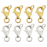 8Pcs 2 Colors 925 Sterling Silver Lobster Claw Clasps, with Jump Rings, Golden & Silver, 10mm, Clasp: 8x5x2mm, 4pcs/color(FIND-GL0001-55)