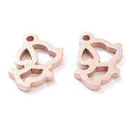 Ion Plating(IP) 304 Stainless Steel Charms, Laser Cut, Dog, Rose Gold, 12x11.5x1.5mm, Hole: 1.4mm(STAS-Y002-17RG)