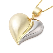 Brass Box Chain Peach Heart Pendant Necklaces for Women, Real 18K Gold Plated, 17.72 inch(45cm)(NJEW-M009-02G-A)