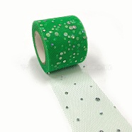 Glitter Sequin Deco Mesh Ribbons, Tulle Fabric, Tulle Roll Spool Fabric For Skirt Making, Green, 2 inch(5cm), about 25yards/roll(22.86m/roll)(OCOR-P010-A-C34)