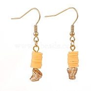 Polymer Clay Heishi Beads Dangle Earrings, with Golden Plated 304 Stainless Steel Earring Hooks, Gold, 44mm, Pin: 0.7mm(EJEW-JE04456-03)