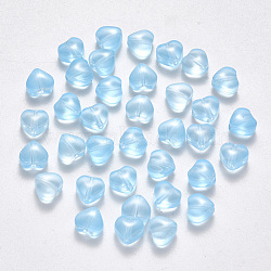 Imitation Jade Glass Beads, Heart, Light Sky Blue, 6x6x4mm, Hole: 0.7mm(X-GLAA-R211-02-A04)