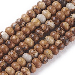 Natural Picture Jasper Beads Strands, Rondelle, 6x3.5~4.2mm, Hole: 0.7mm; about 96~97pcs/strand, 15.35inches~15.55inches(39~39.5cm)(G-I256-06)