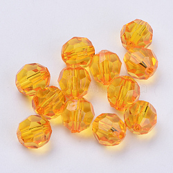 Transparent Acrylic Beads, Faceted, Round, Orange, 16x15.5mm, Hole: 2.4mm, about 233pcs/500g(TACR-Q257-16mm-V24)