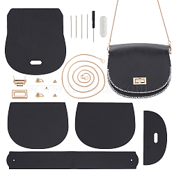 DIY Purse Making Kits, including Imitation Leather Covers and Alloy Findings, Black, 19.1x14.7x0.2cm, Hole: 1.5mm(DIY-WH0304-202)