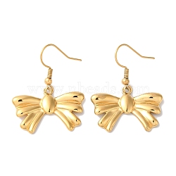 Bowknot Ion Plating(IP) 304 Stainless Steel Dangle Earrings for Women, Golden, 35x27mm(EJEW-L287-010G)