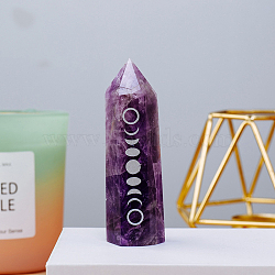 Natural Amethyst Pointed Prism Bar Home Display Decoration, Healing Stone Wands, for Reiki Chakra Meditation Therapy Decos, Moon Phase Reiki Energy Stone Faceted Bullet, 20x76mm(G-PW0007-100D)