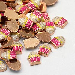 Enamel Style Alloy Cabochons, Floating Charms, DIY for Floating Lockets Glass Living Memory Lockets, Cupcake, Light Gold, 8x7x2.5mm(ENAM-S086-05KC)