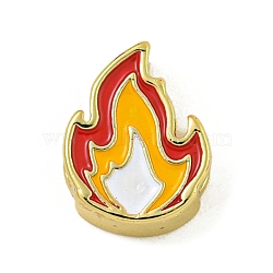 Rack Plating Brass Enamel Beads, Lead Free & Cadmium Free, Real 18K Gold Plated, Fire, 10.5x8x4mm, Hole: 1.8mm(KK-U029-22G-07)