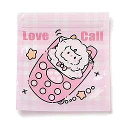Square Plastic Packaging Zip Lock Bags, with Cartoon Animal Pattern, Top Self Seal Pouches, Sheep, 10.9x10x0.15cm, Unilateral Thickness: 2.5 Mil(0.065mm)(OPP-K001-04C)
