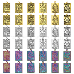 36Pcs 18 Style Zinc Alloy Pendants, Rectangle with Tarot Charm, Mixed Color, 23.3~23.5x14~14.5x1.5mm, Hole: 1.8mm, 2pcs/style(FIND-CA0008-08)