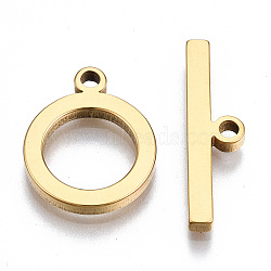 201 Stainless Steel Toggle Clasps, Nickel Free, Ring, Real 18K Gold Plated, Ring: 17x13.5x2mm, Hole: 1.8mm, Bar: 22x6x2mm, Hole: 1.8mm(X-STAS-Q241-007G-NF)