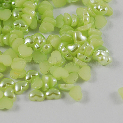 ABS Plastic Imitation Pearl Cabochons, Heart, Green Yellow, 6x6x2mm(SACR-S739-6mm-Z18)