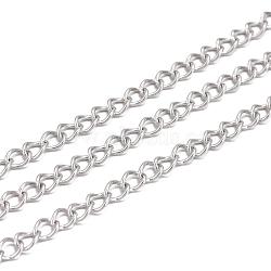 304 Stainless Steel Twist Chains, Stainless Steel Color, 4x3x0.6mm(CHS-K001-24-3mm)