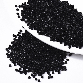 Opaque Glass Seed Beads, Fit for Machine Eembroidery, Round, Black, 2.5x1.5mm, Hole: 1mm, about 20000pcs/bag