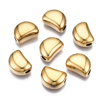 316 Surgical Stainless Steel Beads, Bean, Real 14K Gold Plated, 11x8x5.5mm, Hole: 2mm