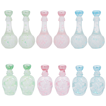 48Pcs 6 Styles Dummy Bottle Transparent Resin Cabochon, with Sequins, Mixed Color, 27~34.5x14.5~18.5mm, 8pcs/style