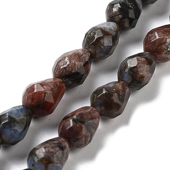 Natural Glaucophane Beads Strands, Faceted Teardrop, 10x7mm, Hole: 1.2mm, about 20pcs/strand, 7.87''(20cm)