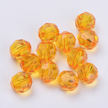Transparent Acrylic Beads, Faceted, Round, Orange, 16x15.5mm, Hole: 2.4mm, about 233pcs/500g