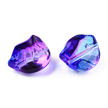 Transparent Spray Painted Glass Beads, Two Tone, Dumplings, Blue Violet, 10x13x9mm, Hole: 1.2mm