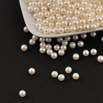 Imitation Pearl Acrylic Beads, No Hole, Round, Beige, 10mm, about 1000pcs/bag